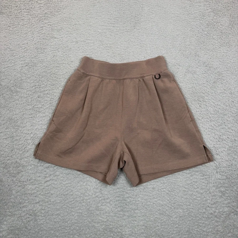 Nike 24.7 Dri-FIT Womens High Rise Shorts Taupe Brown XS Pockets Ribbed Waist